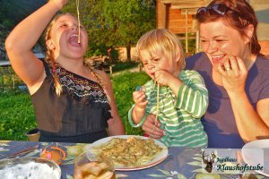 Mmmhh lecker! Spaghetti mit frischen Steinpilzen und Kräutern aus dem Garten