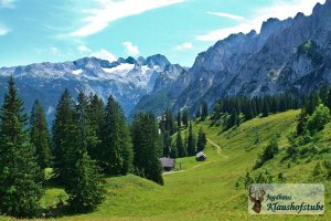 Sanfte Wanderwege auf der Zwieselalm im Angesicht des Dachsteins